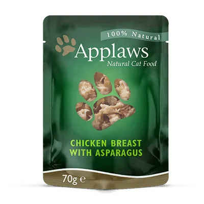Applaws Chicken Breast with Asparagus in Broth, Kissan märkäruoka, Adult, 70 g
