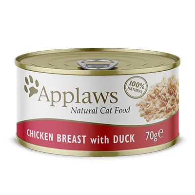 Applaws Chicken Breast with Duck in Broth, Kissan märkäruoka, Adult, 70 g