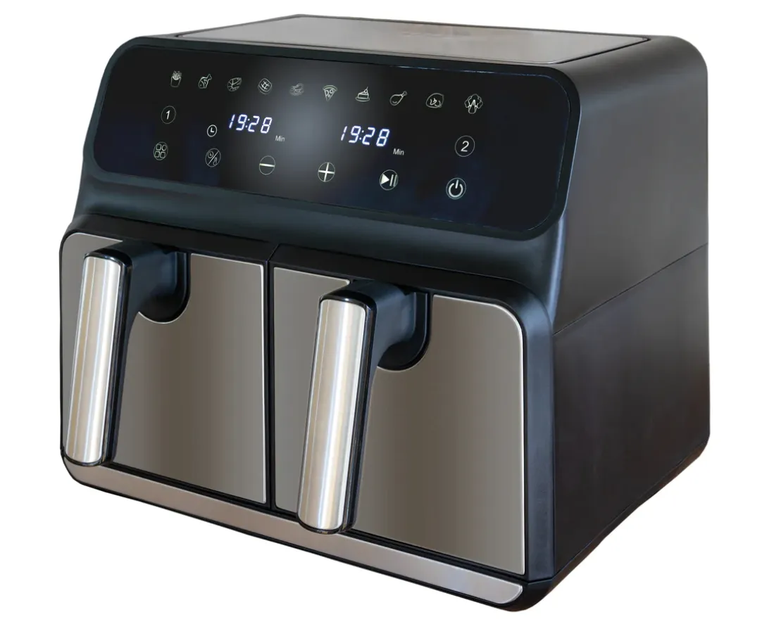 Unold Twin Zone 58685, 8 l, 1 kg, 1700 W, airfryer, musta ja hopea