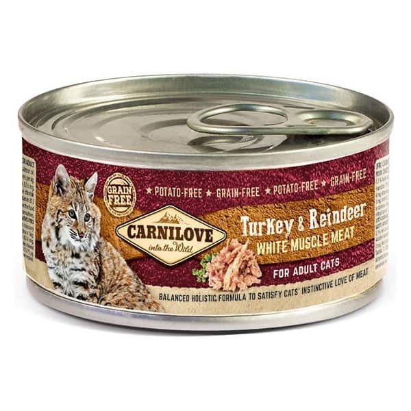 Carnilove Turkey & Reindeer White Muscle Meat, Kissan märkäruoka, Adult, Viljaton, 100 g