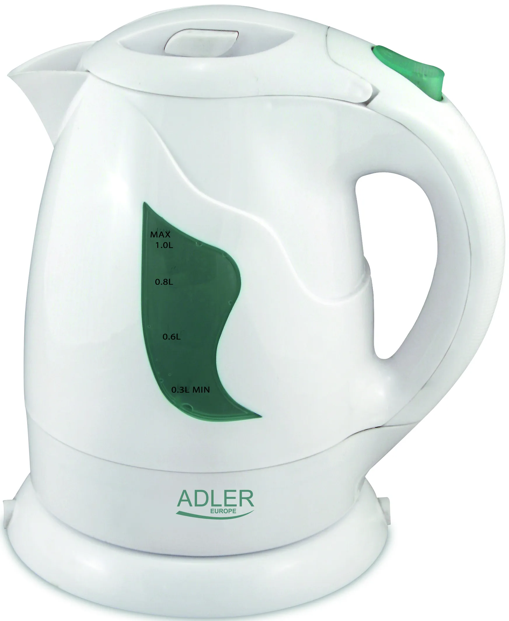 Adler AD 08w -vedenkeitin, 1,0 l, 850 W, valkoinen
