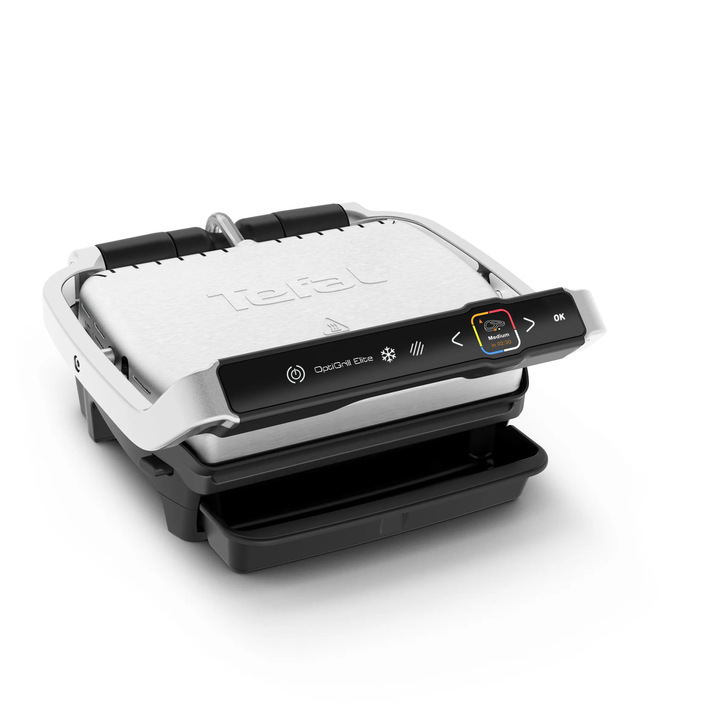 Tefal OptiGrill Elite GC750D -pöytägrilli, 2000 W, musta/ruostumaton teräs