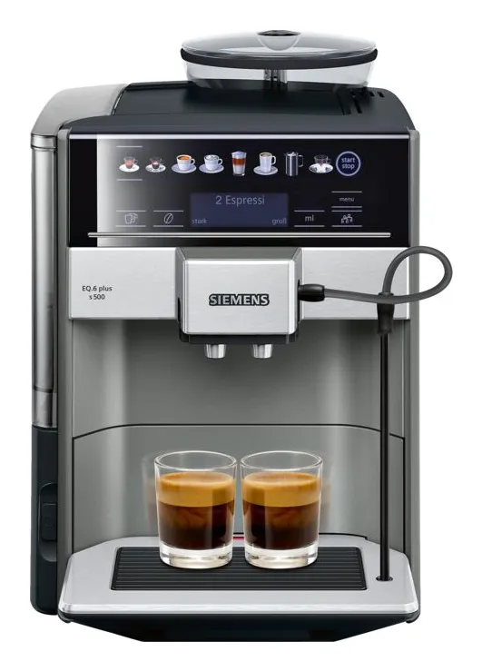 Siemens EQ.6 Plus s500 TE655503DE -täysautomaattinen espressokone, musta, hopea