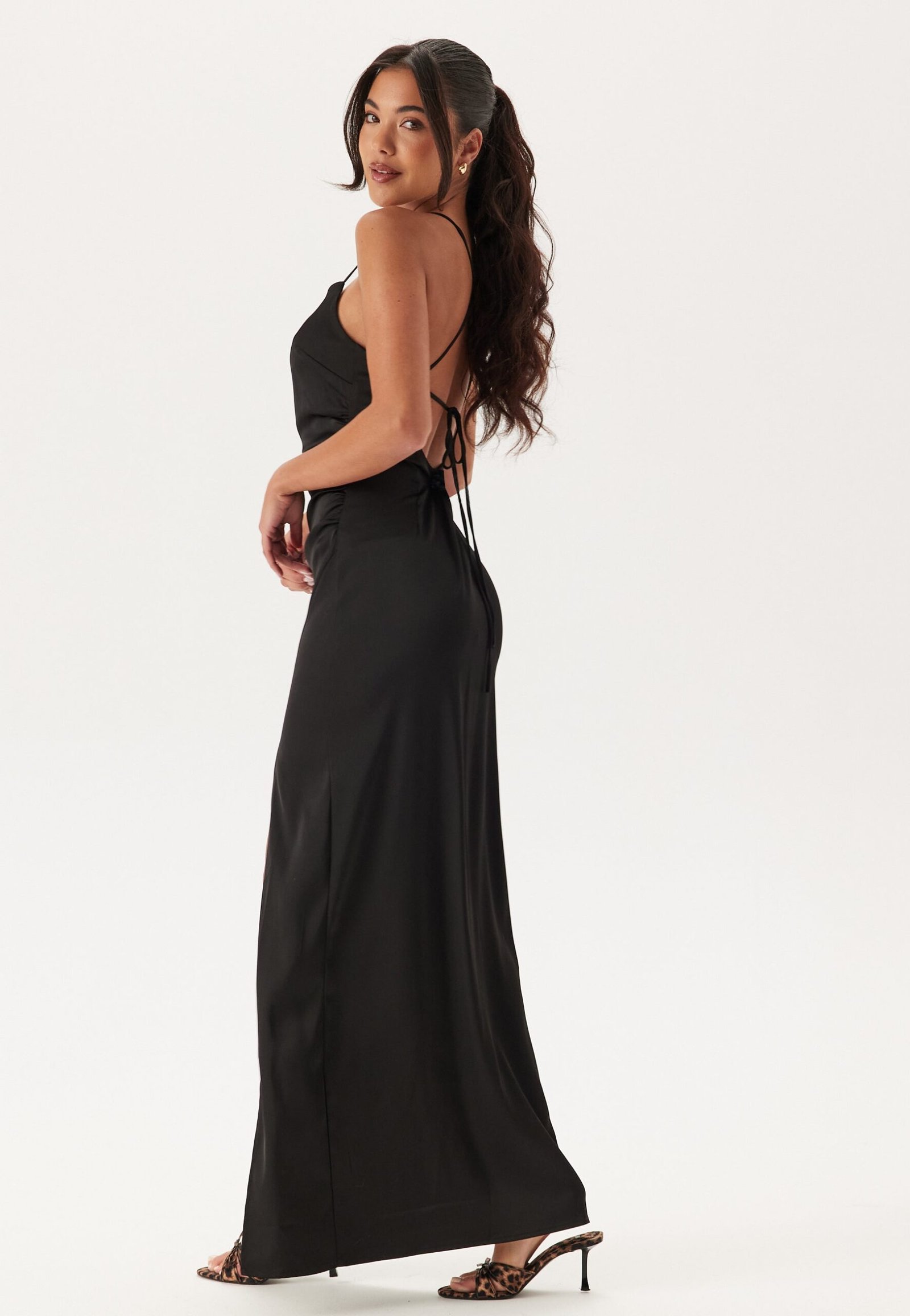 Tie Back Satin Gown