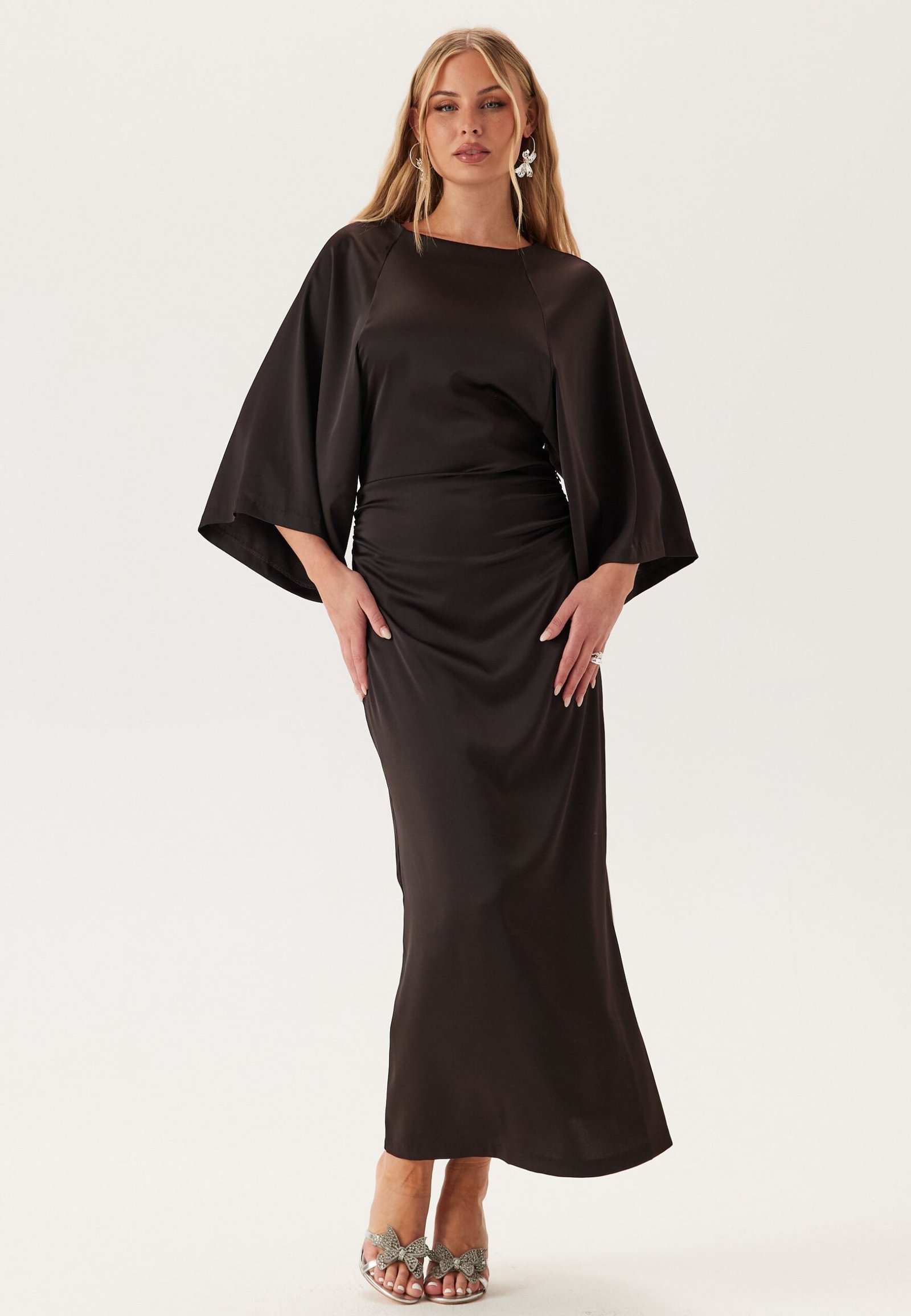 Wide Sleeve Satin Ankle Dress