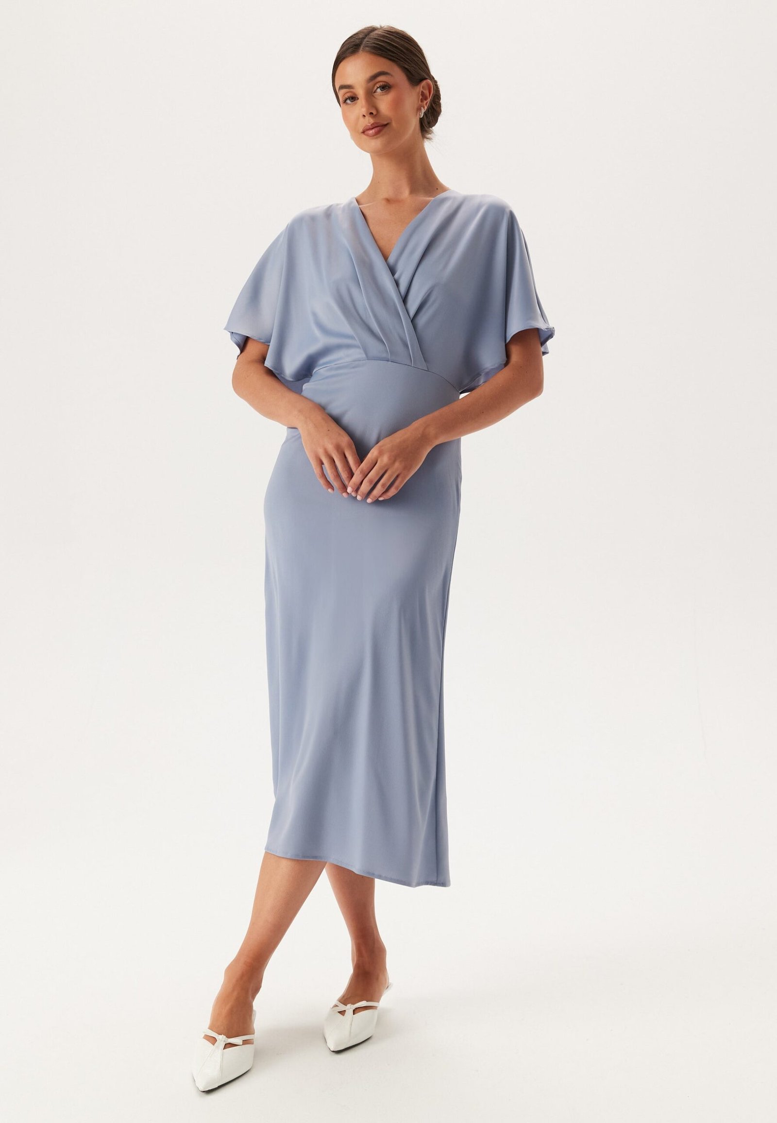 Wrap Satin Midi Dress