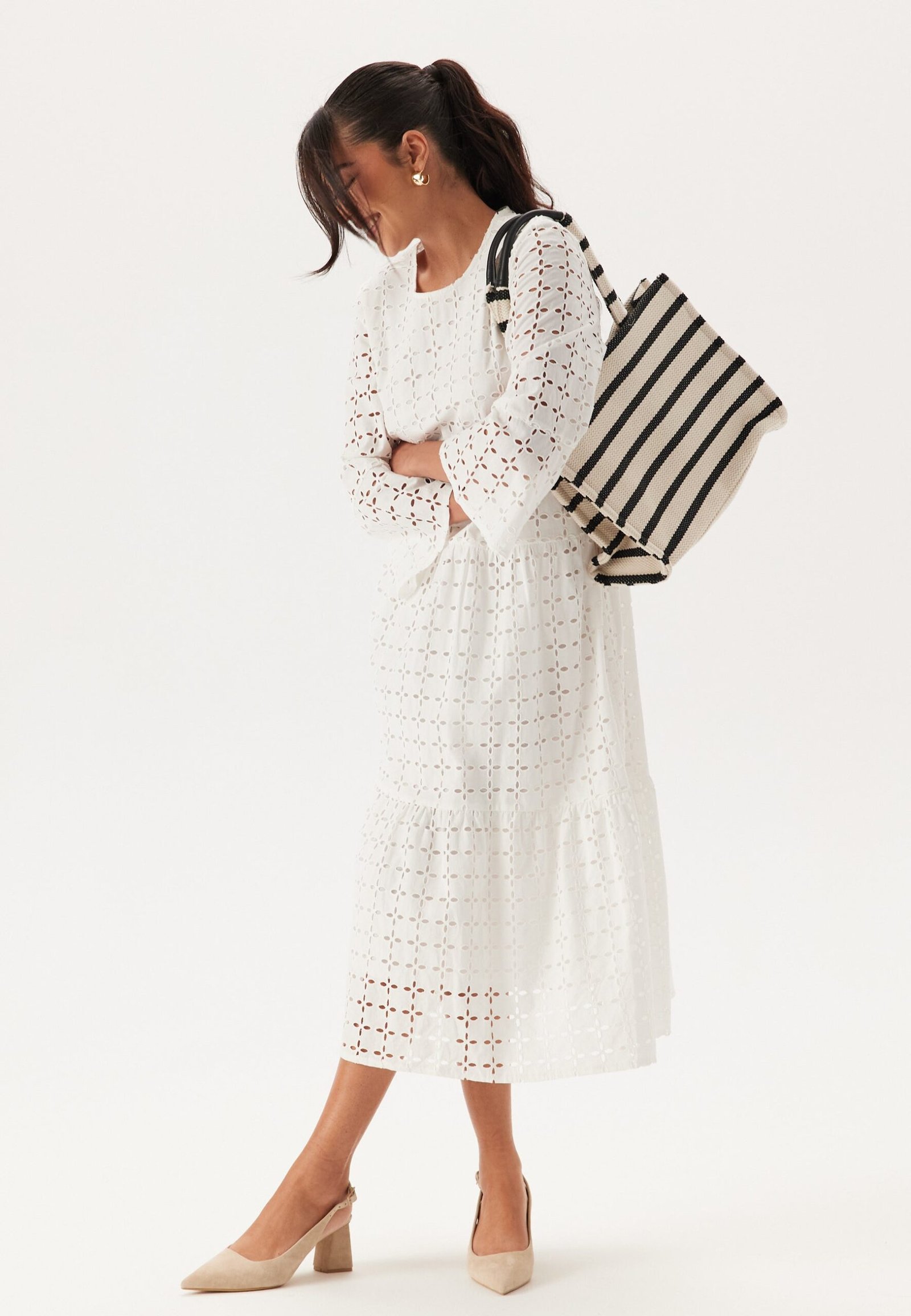 Broderie Anglaise Round Neck Dress