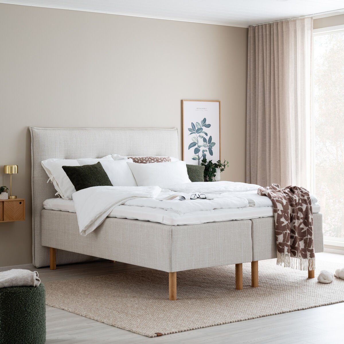 Unia Hopea runkopatjasänky L 160x200 beige, 900 stylex, 23cm tammijalka