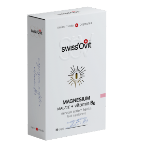 SwissOvit Magnesiummalaatti + B6-vitamiini 150 mg / 4,5 mg 30 kaps