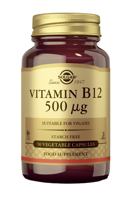 Solgar B12-vitamiini 500 ug., 50 kaps.