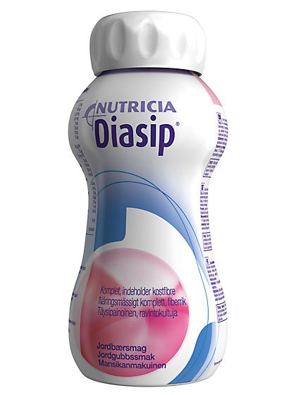 DIASIP 4X200 ml neste, täydennysravintovalmiste mansikka