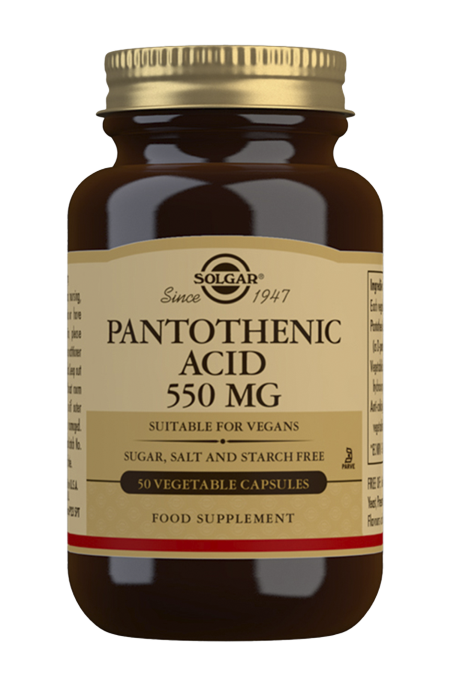 Solgar Pantoteenihappo (Pantothenic Acid) 550 mg, 50 kaps.