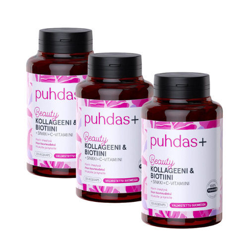 Puhdas+ Beauty Kollageeni & Biotiini säästöpakkaus 3 x 120 kaps