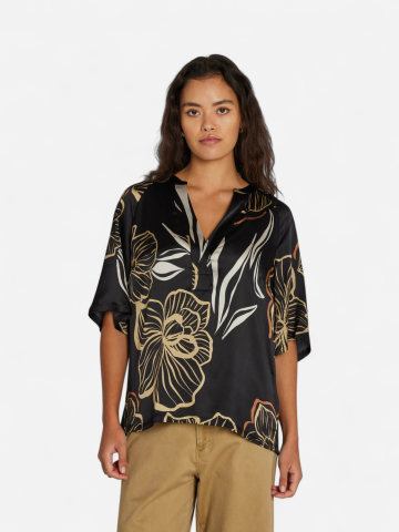 Philosophy Blues Original naisten pusero Indana Blouse, musta kuosi