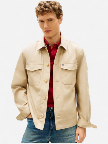 Tommy Hilfiger miesten takki K Cotton Nylon Shirt Jacket, beige