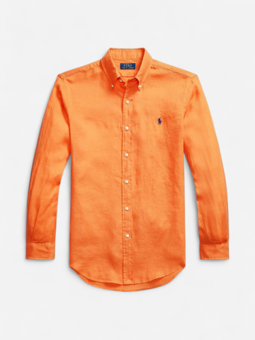 Polo Ralph Lauren miesten kauluspaita, POLO LINEN SHIRT LS CUSTOM FIT Oranssi