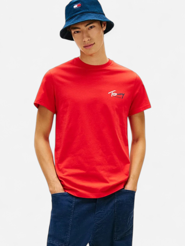 Tommy Jeans miesten t-paita Slim Sign Chest, punainen