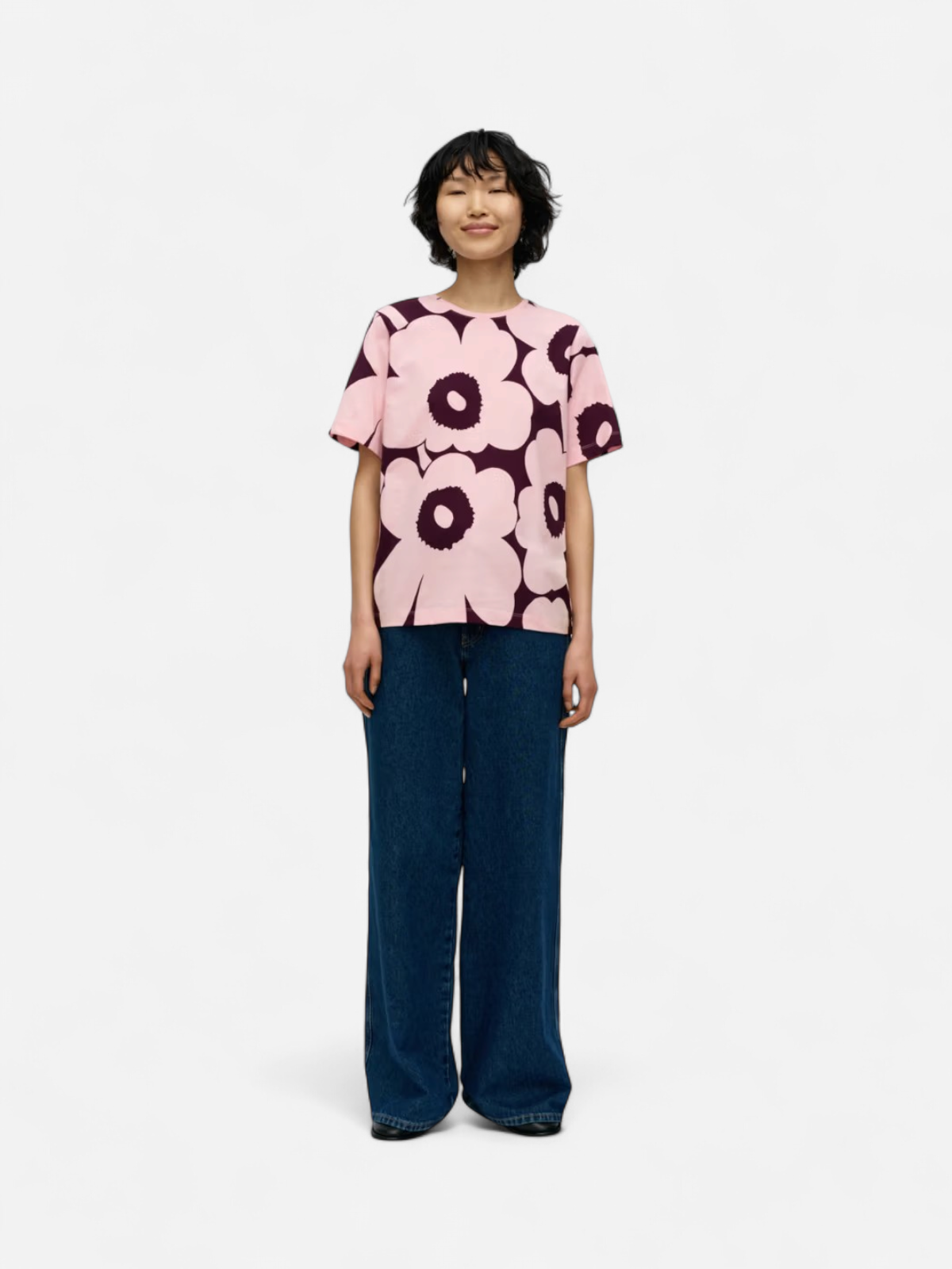 Marimekko naisten t-paita Tunnit Unikko, vaaleanpunainen kuosi