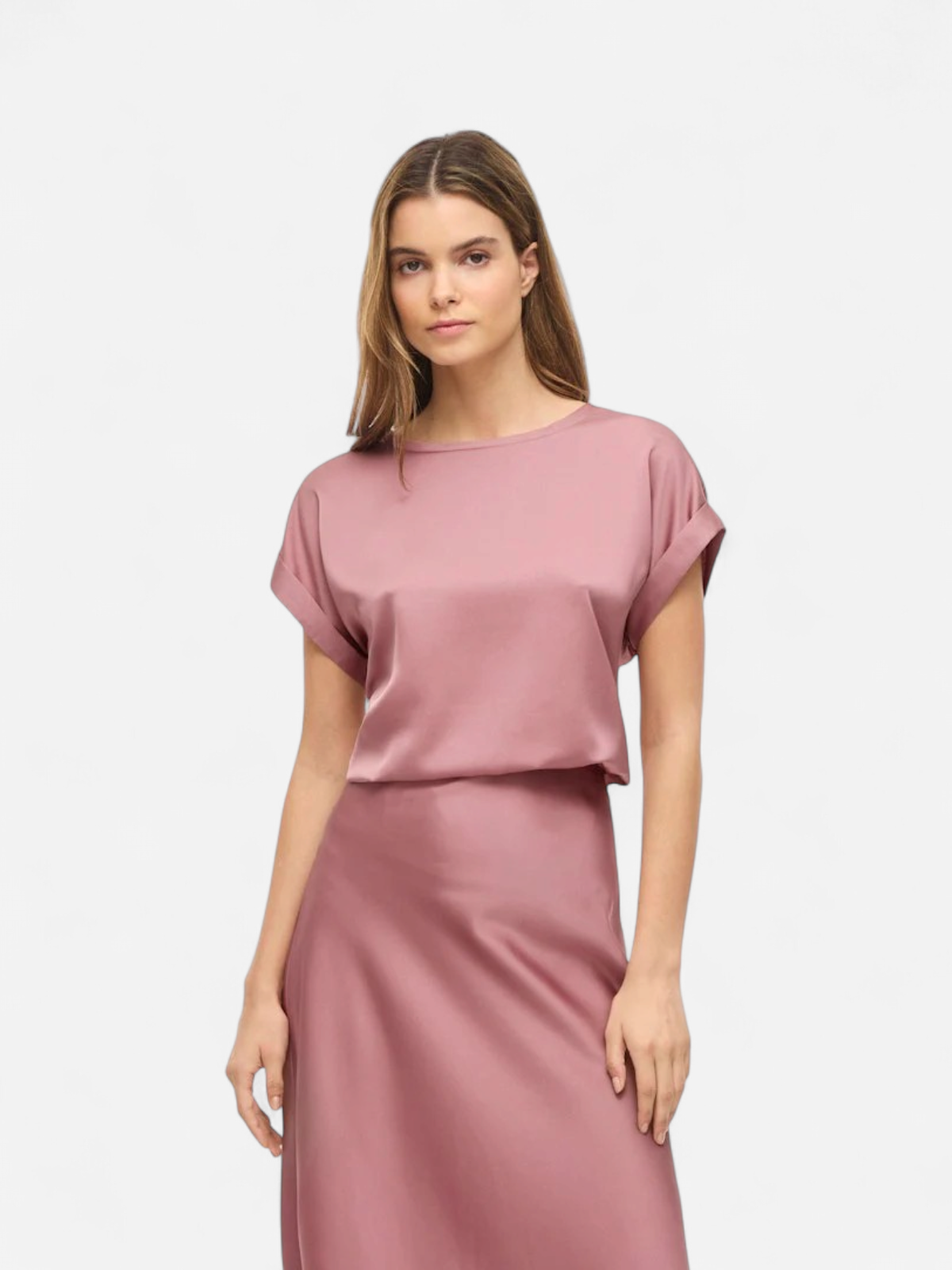 Vila naisten Topit Viellett e S/S Satin Top, Nostalgia Rose