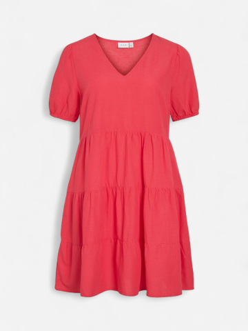 Vila mekko Viprisilla New S/S Short Dress, Hibiscus