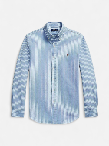 Polo Ralph Lauren miesten kauluspaita Classic Fit Striped Seersucker Shirt, raidallinen sininen
