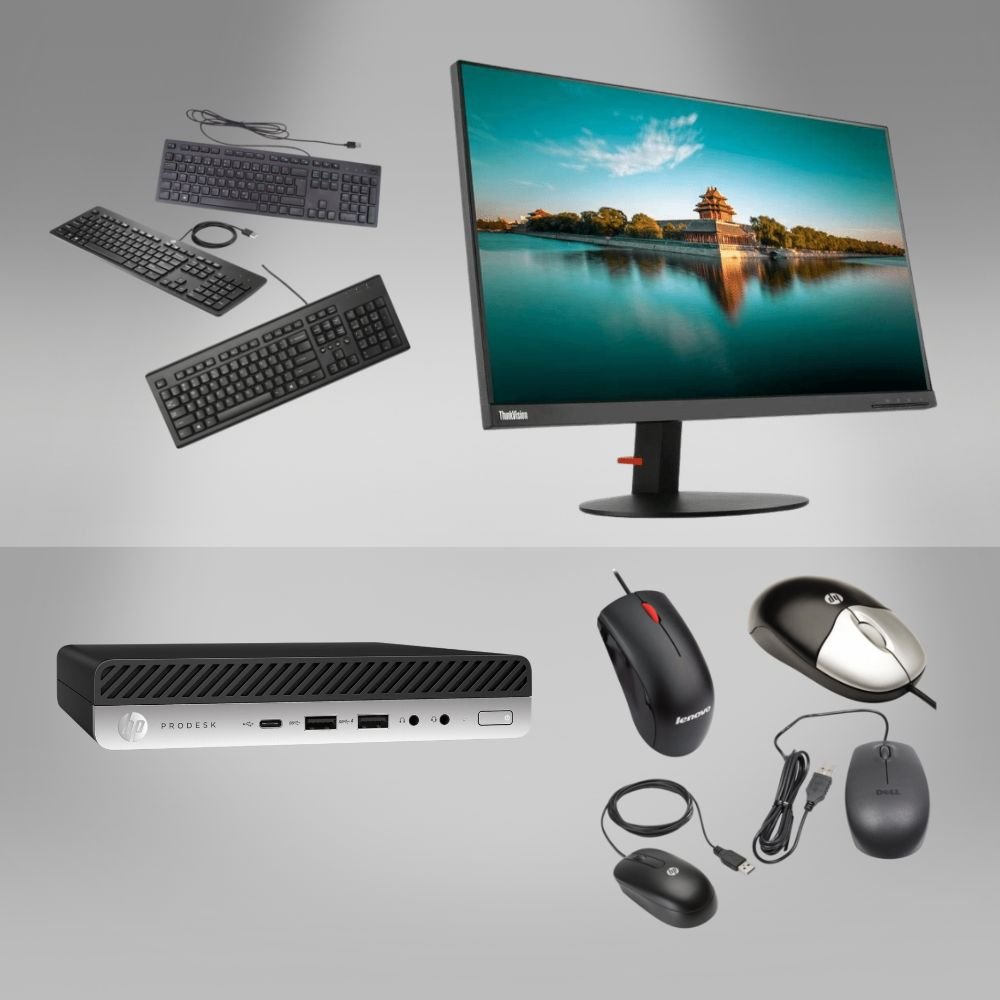 HP ProDesk 600 G3 DM Mini + Lenovo ThinkVision P27q-10 27″ + Näppäimistö & Hiiri
