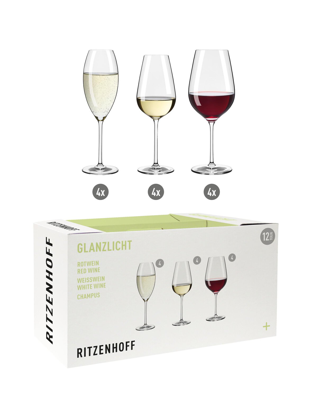Glanzlicht wein -viini- ja kuohuviinilasit 12 -pack