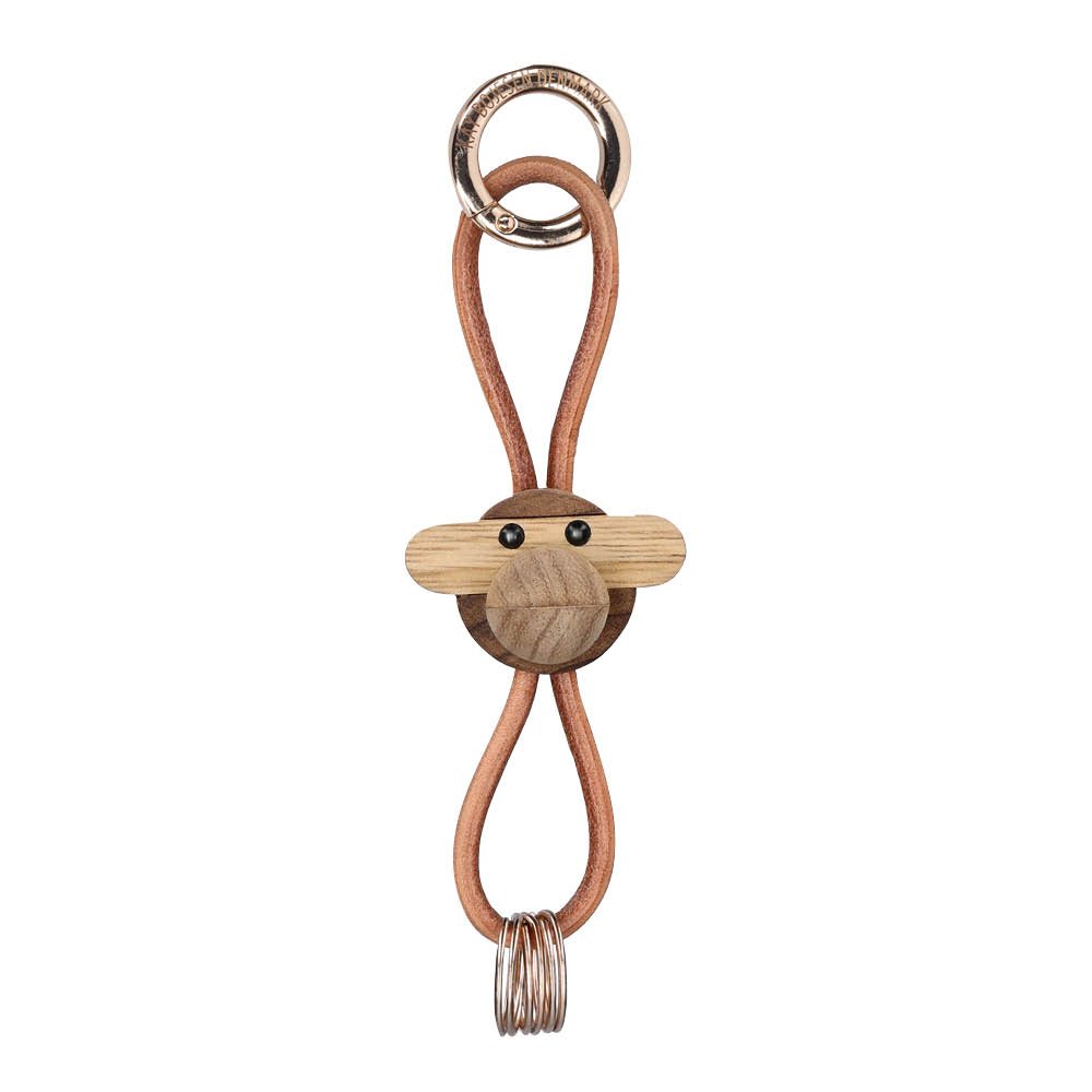 Avainrengas Apina 3 cm Kulta/Beige/Tiikki/Limba
