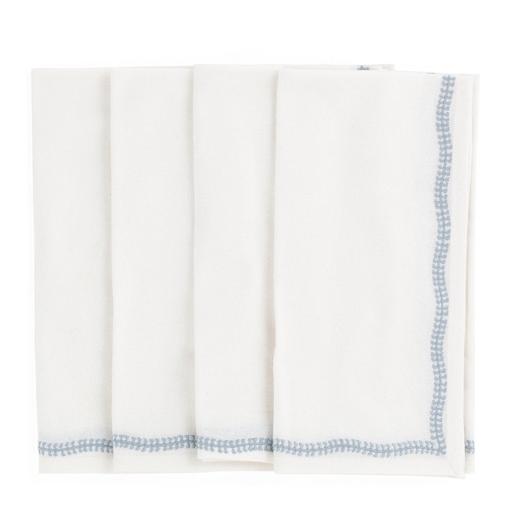 White Embroidery Lautasliina 50x50 cm 4 kpl Dusty Blue