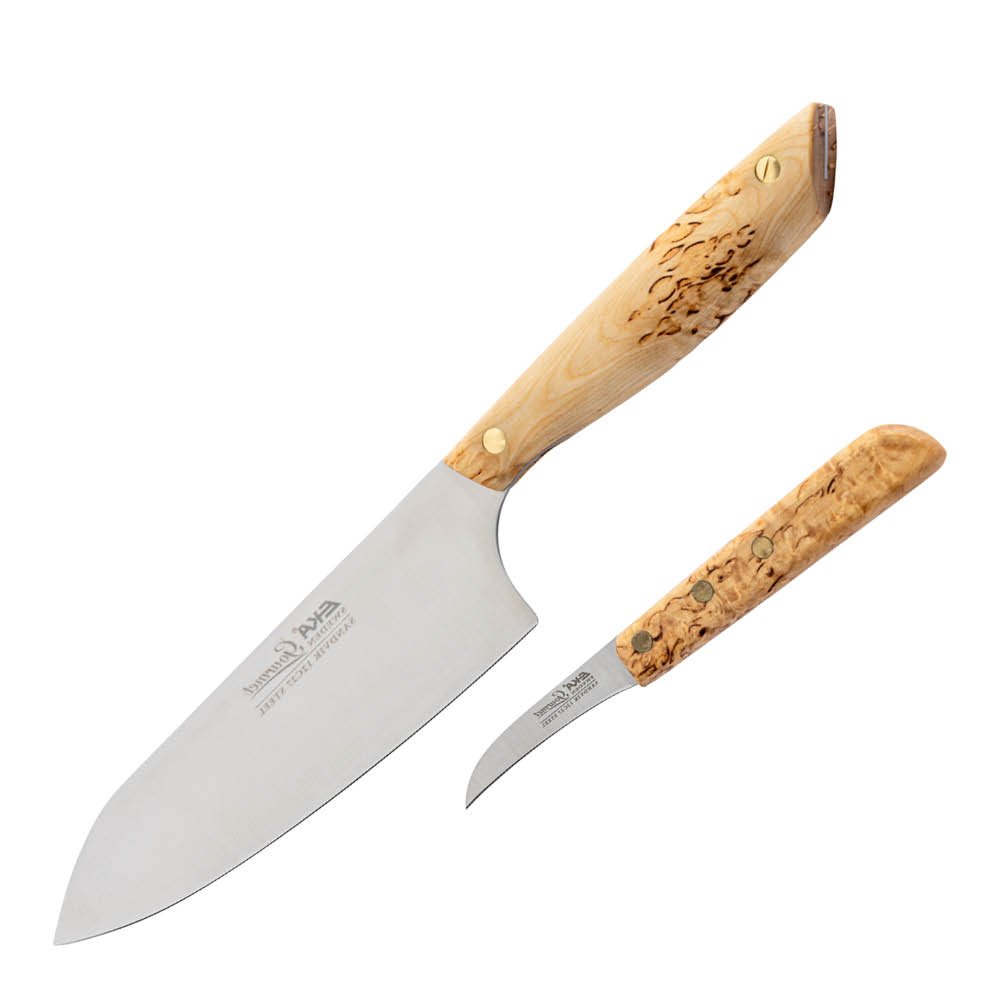 Gourmet Kokkiveitsi 20 cm + Kuorimaveitsi 6,5 cm Visakoivu/Ruostumaton teräs