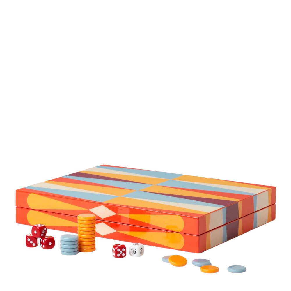Classic lakattu backgammon punainen/multi