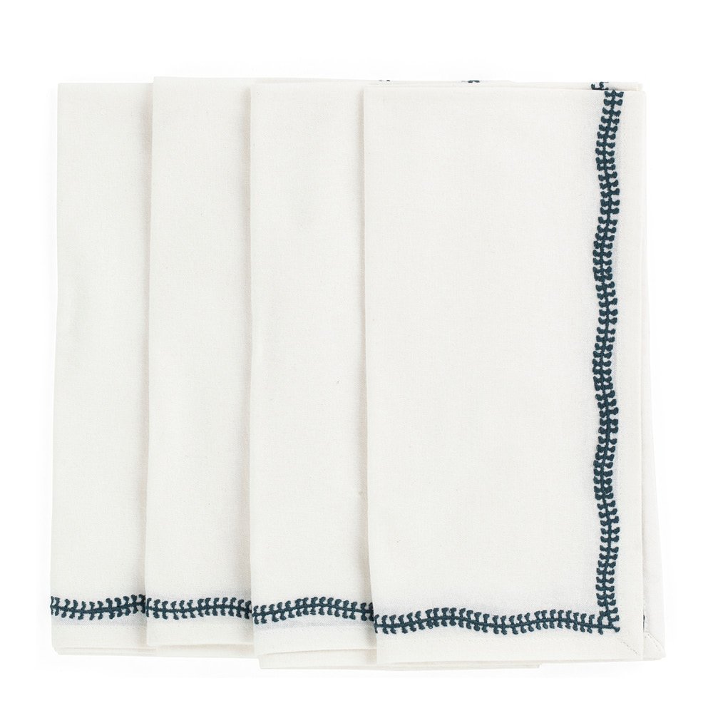 White Embroidery Lautasliina 50x50 cm 4 kpl True Navy