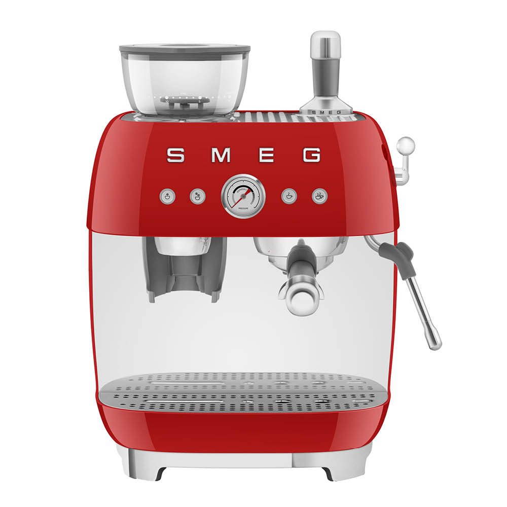 Smeg Manuaalinen Espressokone kahvimyllyllä EGF03 Punainen