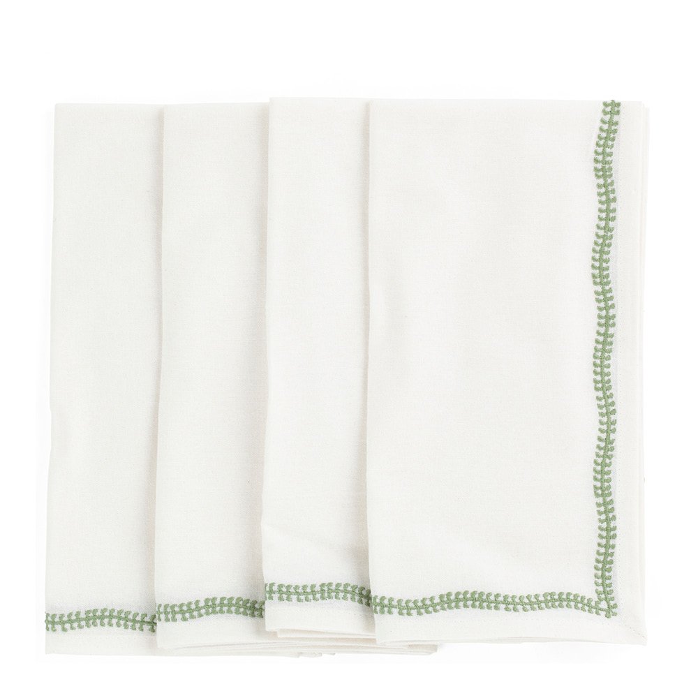 White Embroidery Lautasliina 50x50 cm 4 kpl Green Tea