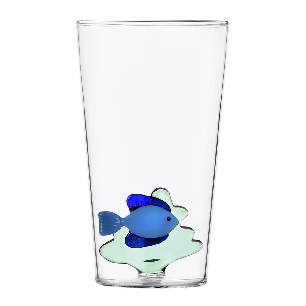 Marine Garden longdrink-lasi 45 cl sininen kala ja vihreä merilevä