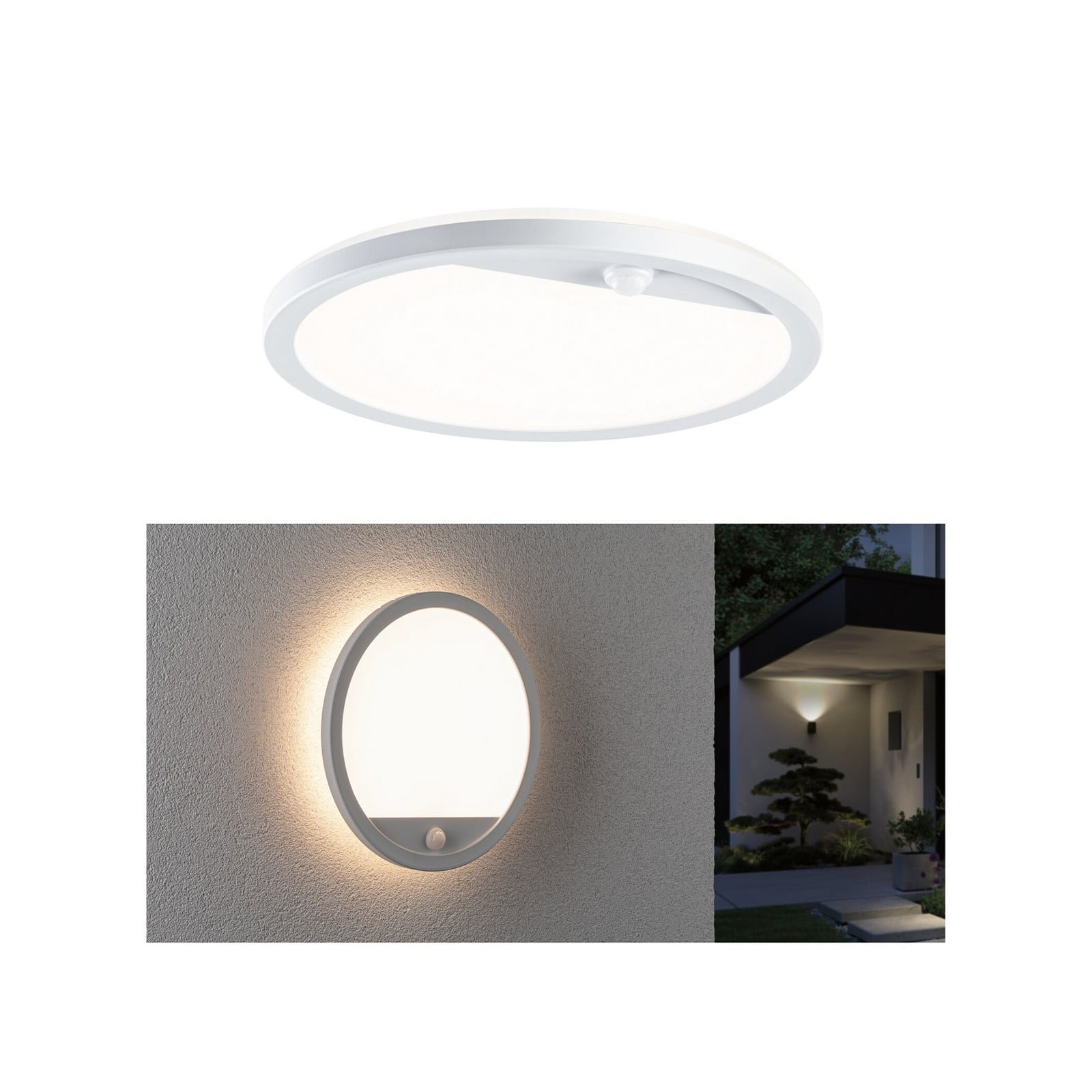 Lamina LED-ulkoseinävalaisin valkoinen anturi IP44