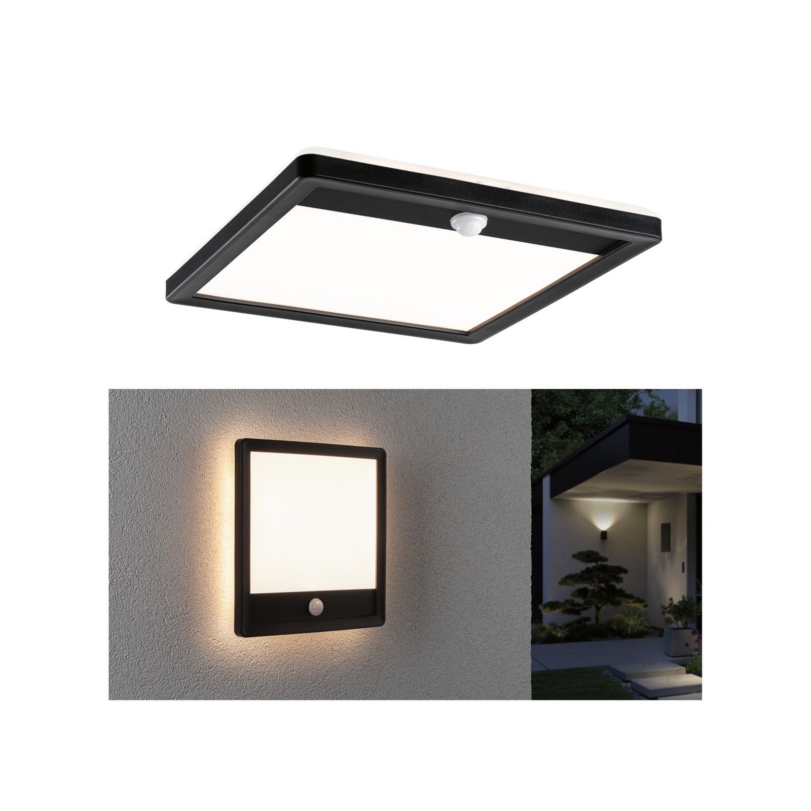 Lamina LED-ulkoseinälamppu musta anturi IP44