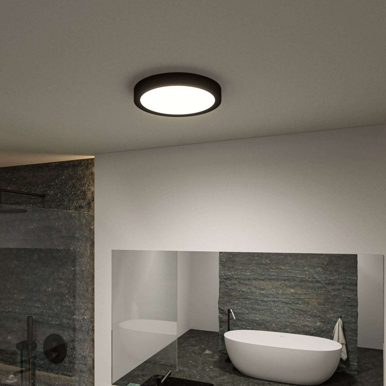 Tega LED-kattovalaisin IP44 valkoinen/musta