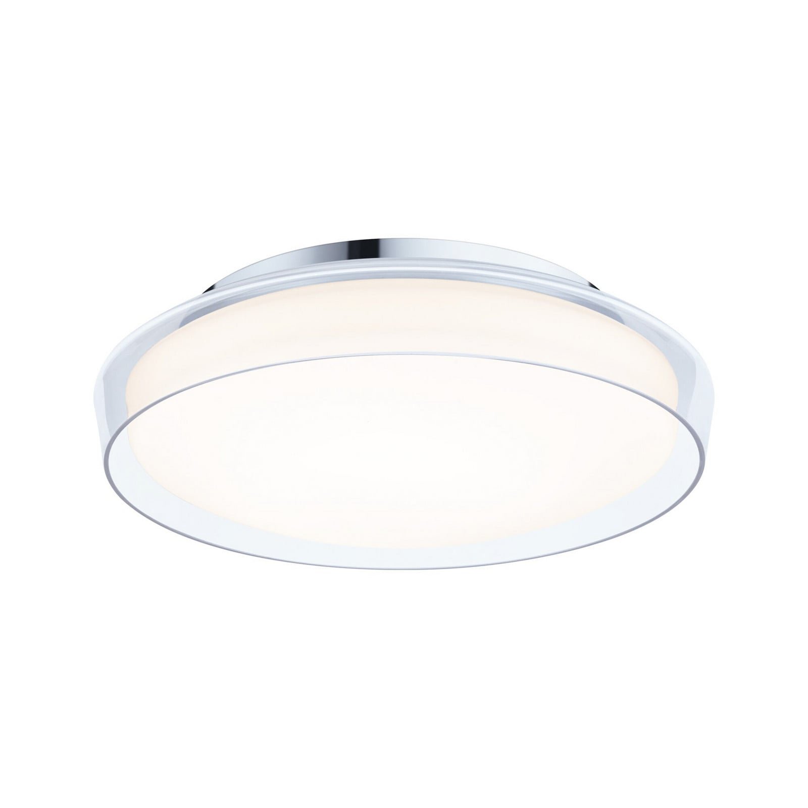 Luena LED-kattovalaisin, IP44, kromi, Ø 35 cm