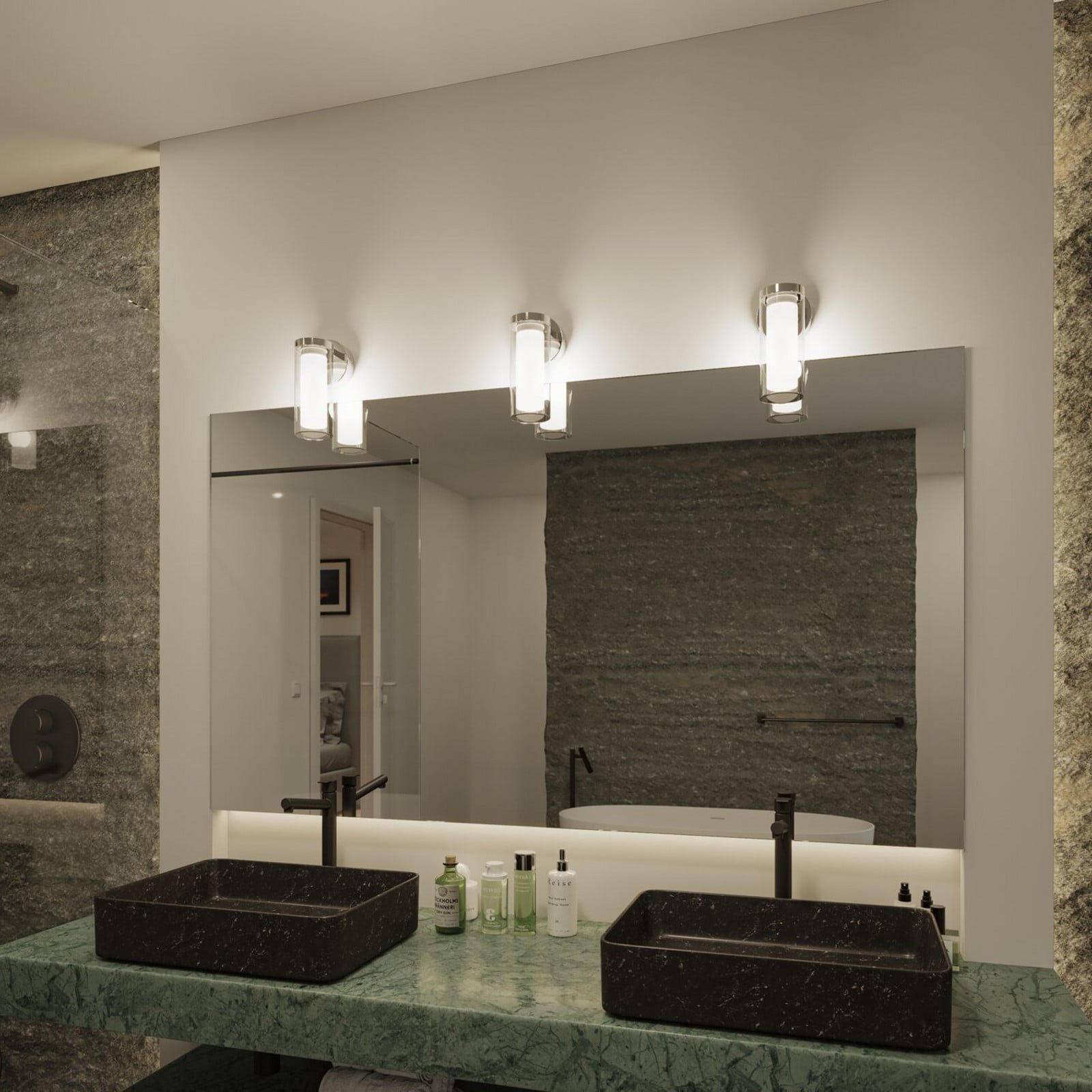 Luena LED Seinävalaisin IP44 Dim. Kromi/Clear