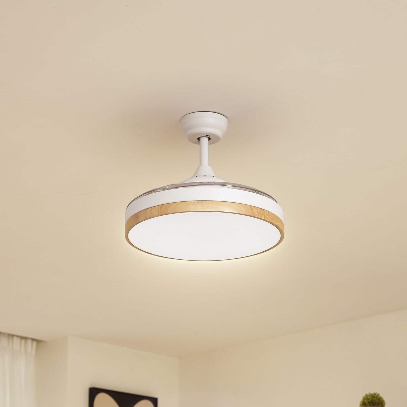Oras LED-kattotuuletin valkoinen DC hiljainen Ø 107 cm – Lindby