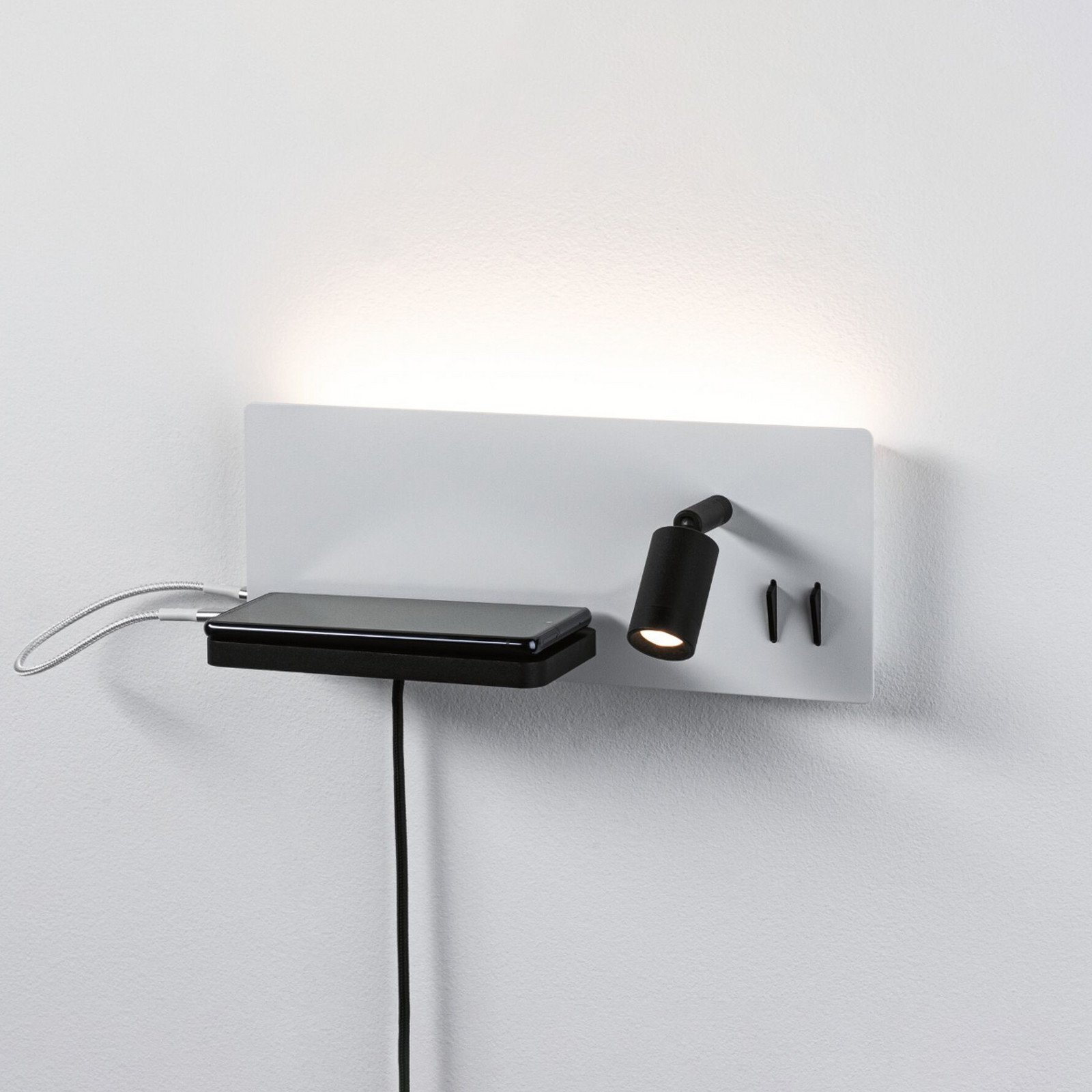 LED-seinävalaisin Serra vasen USB-C valkoinen/musta