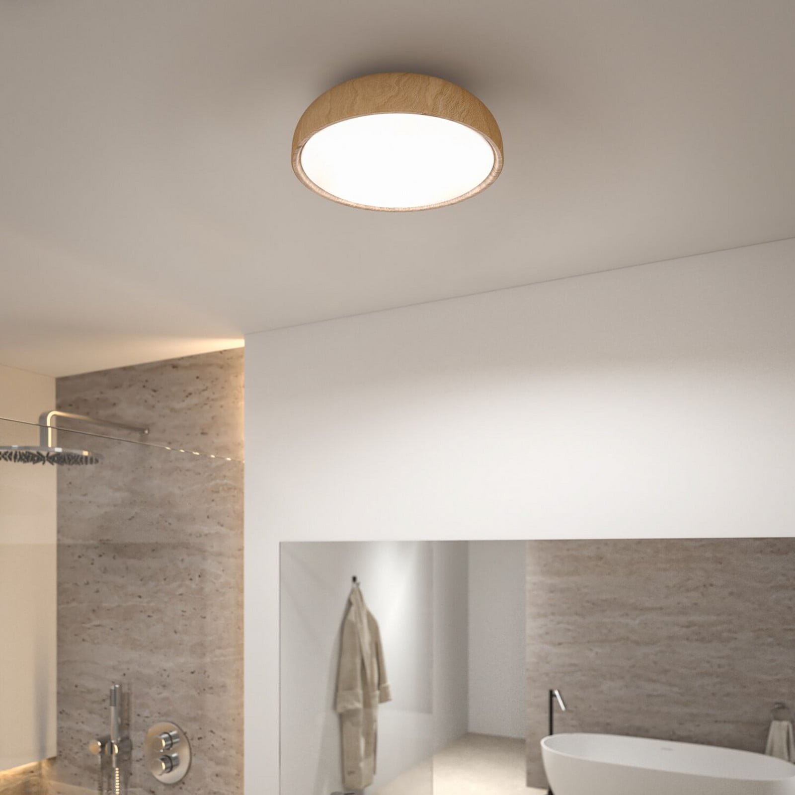 Oka LED-kattovalaisin IP44 valkoinen/puu