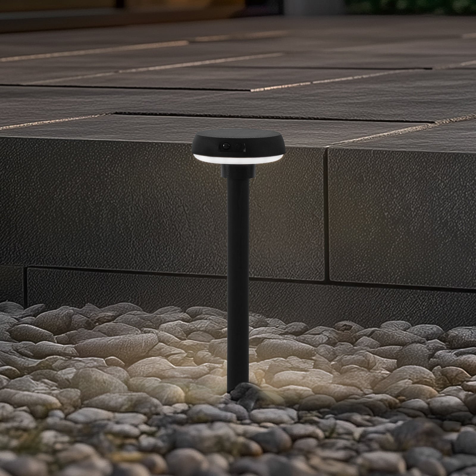 Brinca Solar-LED-maapiikkivalaisin musta anturi PC