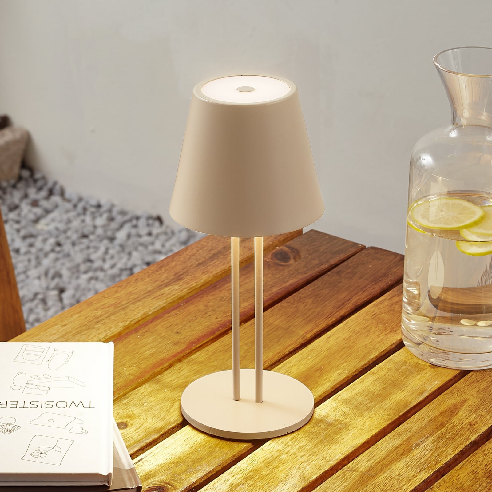 Janea Twin Portable Pöytävalaisin Dim. IP54 Beige