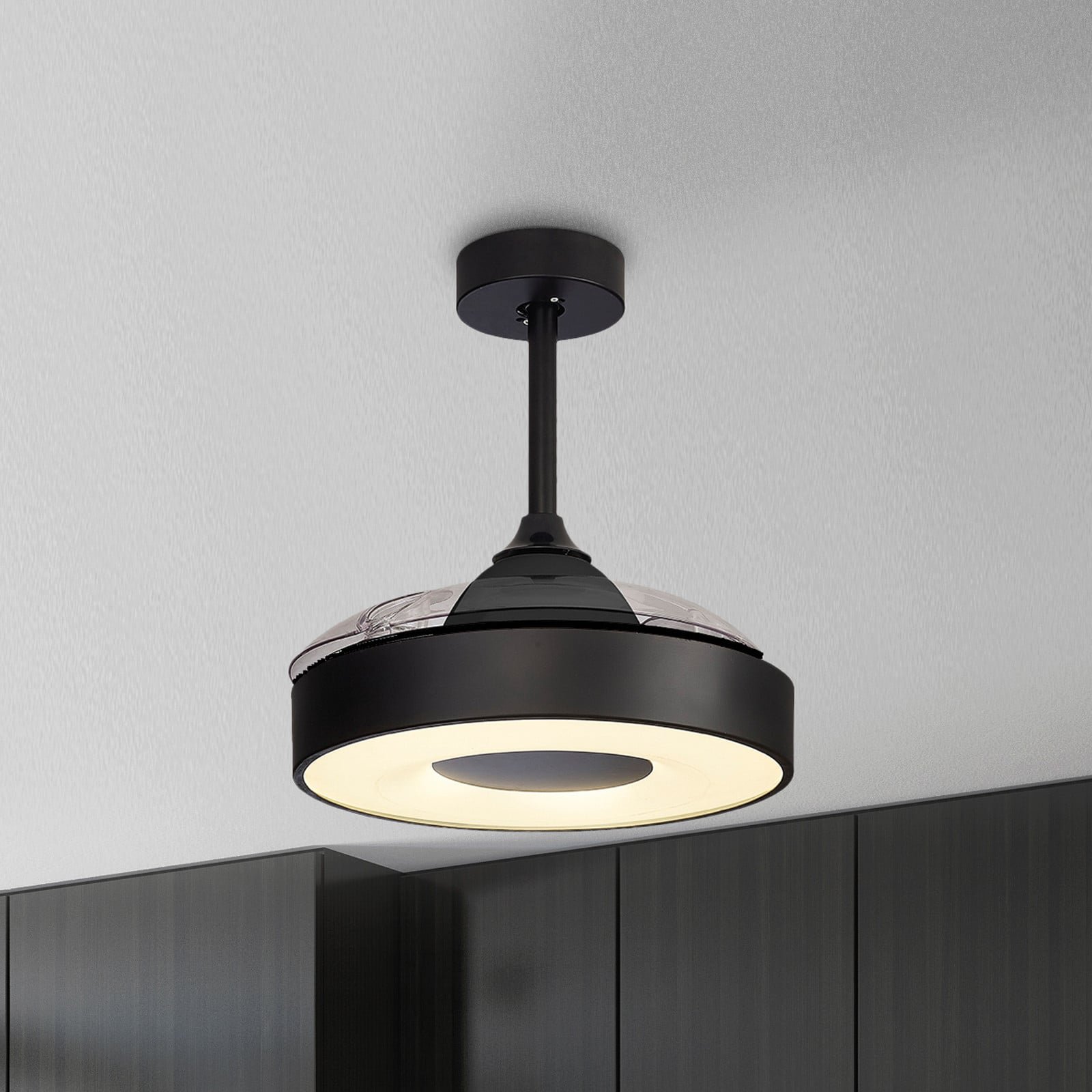Coin Mini LED-kattotuuletin musta DC hiljainen CCT – Mantra Mantra Iluminación