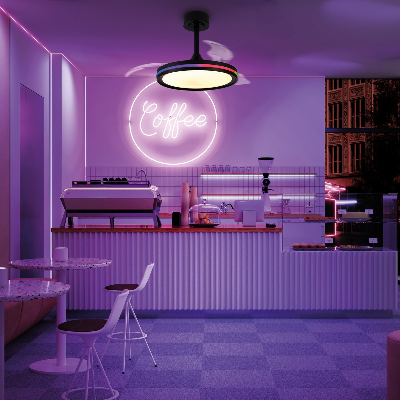 North LED-kattotuuletin musta DC hiljainen CCT RGB – Mantra Mantra Iluminación