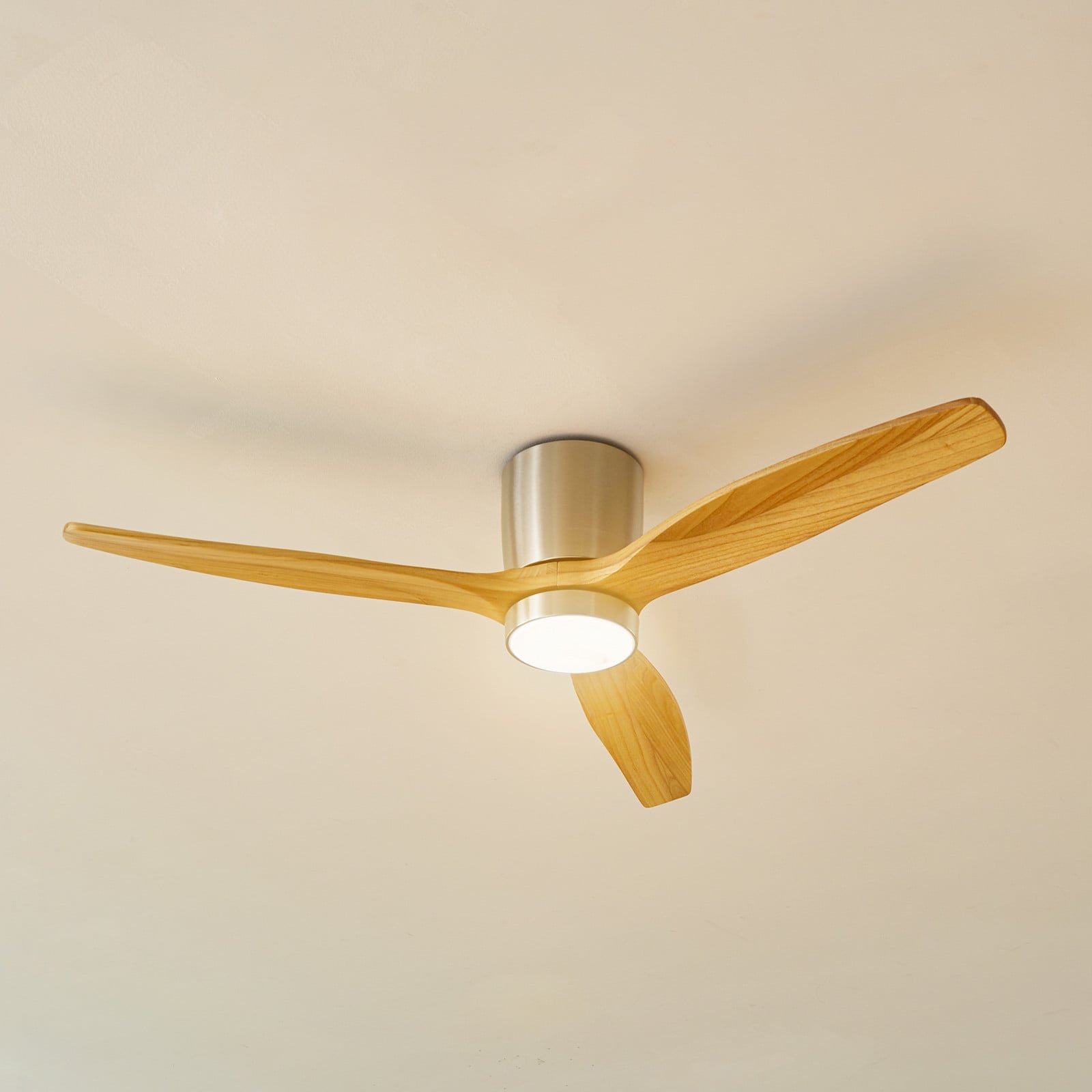 Faipari LED Kattotuuletin Nikkel/Puu