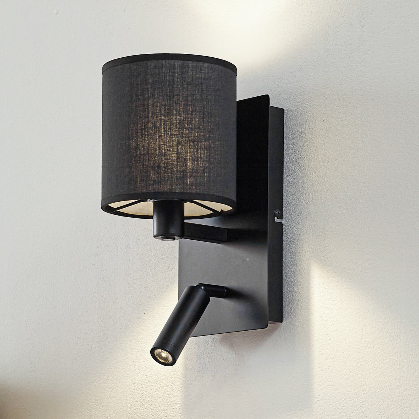 Aiden seinävalaisin 30 cm musta E14 LED-lukuvalo