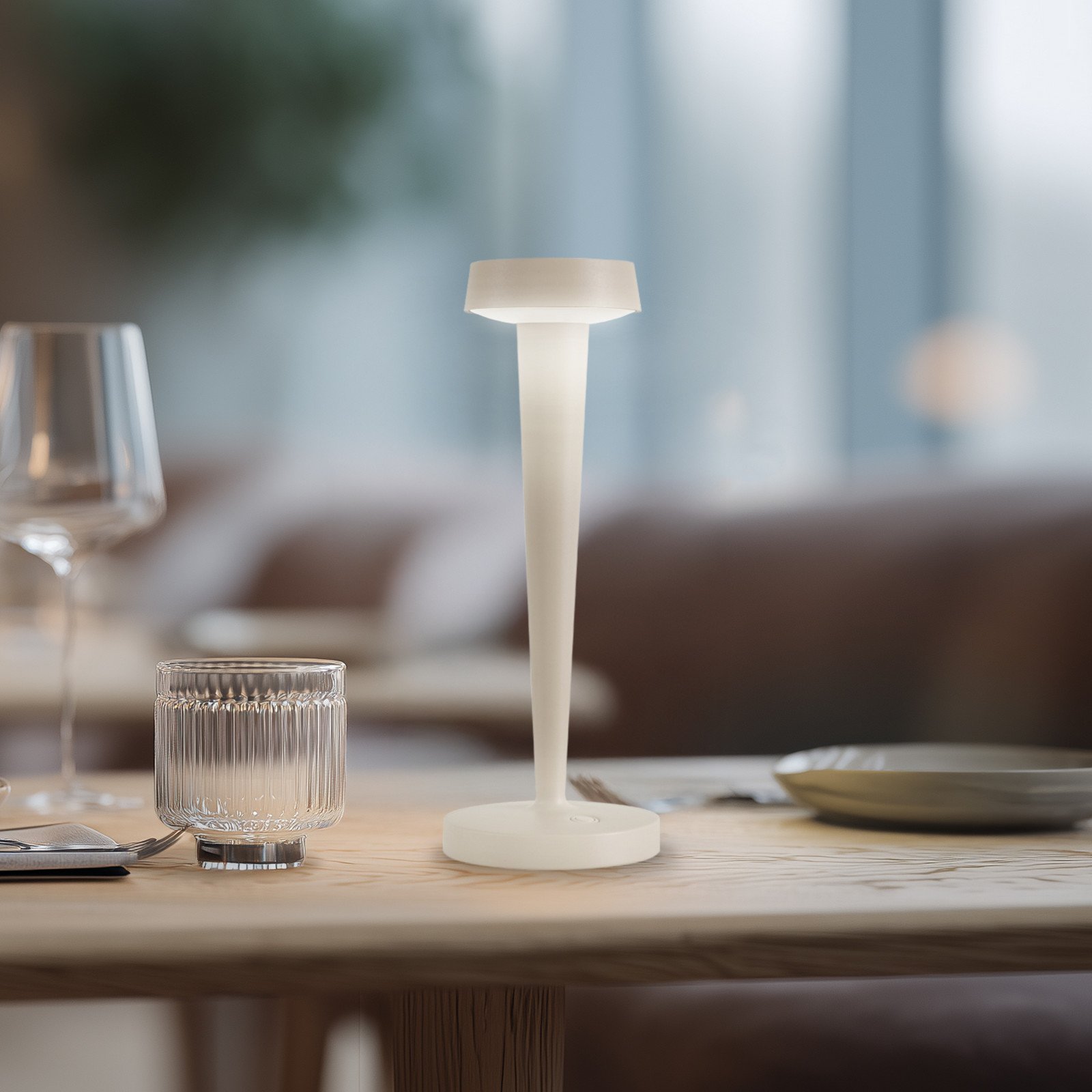 Lea LED-akku-kynttilänjalka maljakko beige 28 cm